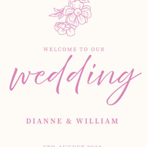 Dusky Pink Floral Welcome Sign
